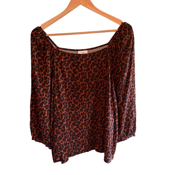 J.Jill Satin Square-Neck Top Copper Leopard LP - Picture 2 of 8